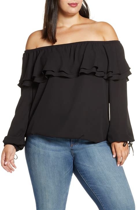 michael kors off shoulder top black teal|Michael Kors Tops for Women .